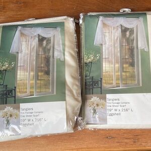 Eggshell Sheer Scarf Window Treatment - Elegant Neutral Drapery Two of them